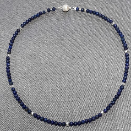 Lapis Lazuli Halskette mit Silberelementen